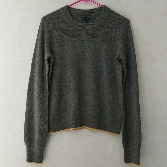 rag & bone Sweaters - Rag & Bone Army Yoke Cashmere Crew Sweater Green